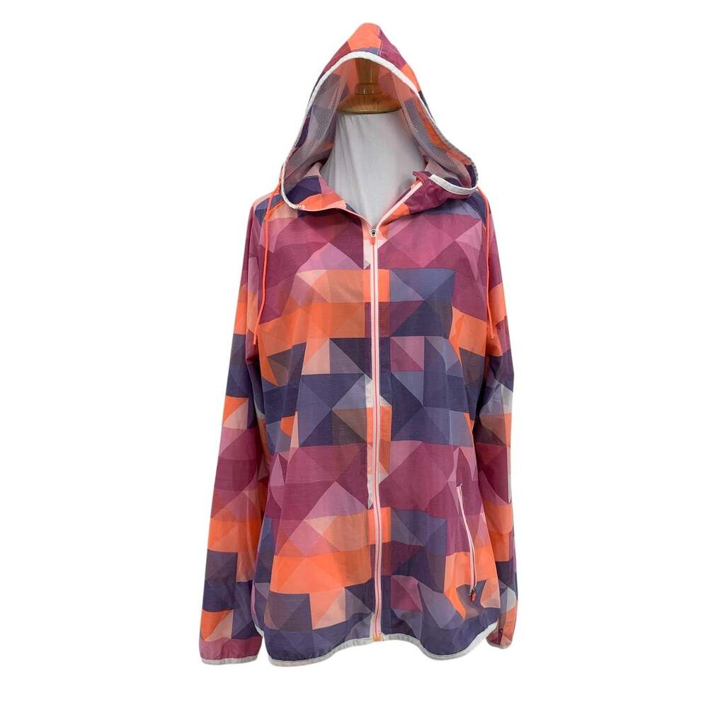 Slazenger Jacket Womens L Large Golf Geometric Zip Up Vented Mesh Lined Hooded